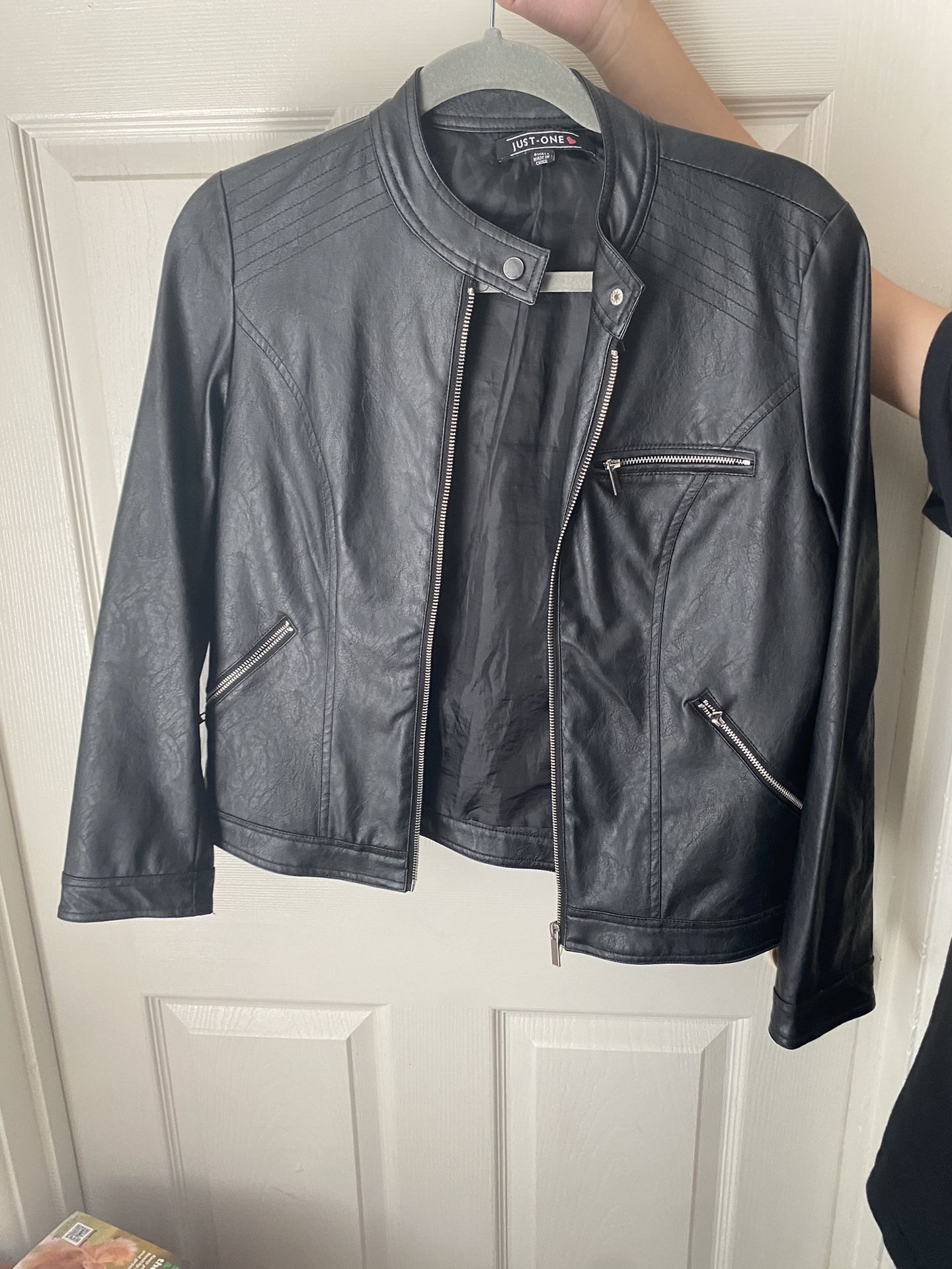 Black Leather Zip Up Jacket
