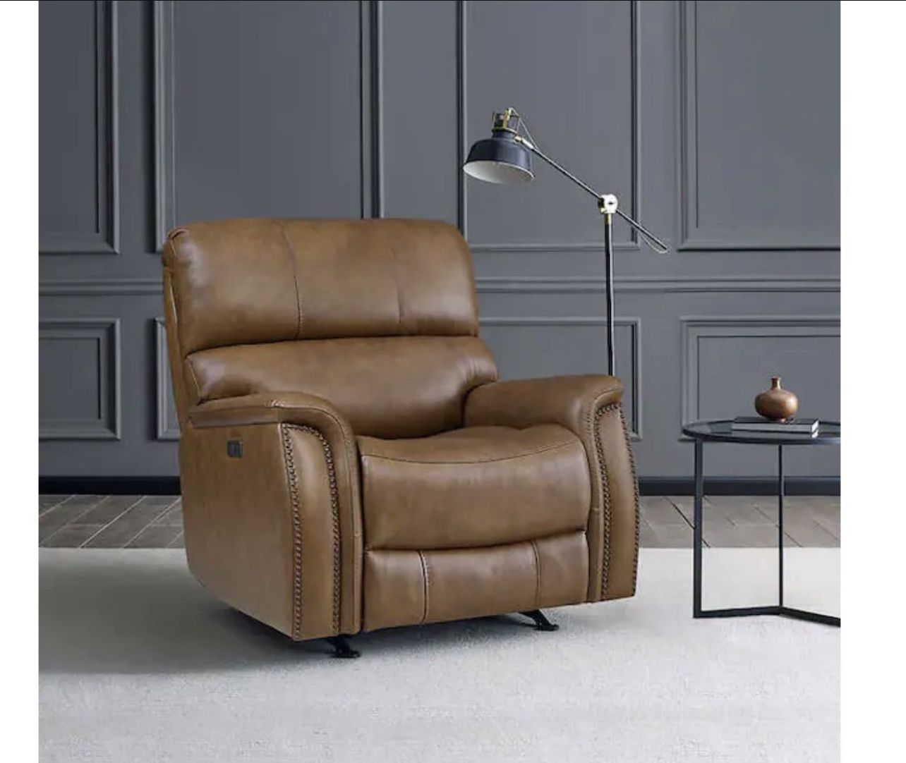 Barcalounger Presley Leather Power Rocker Recliner with Power Headrest