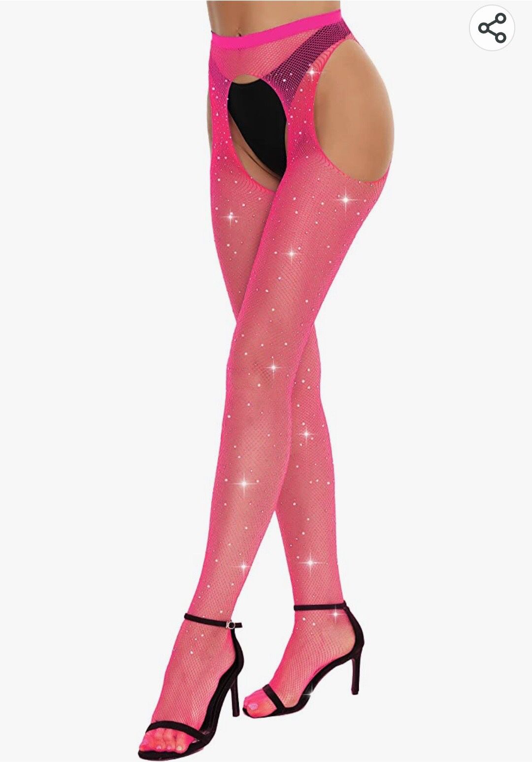 New Hot Pink Fishnet Sparkly Leggings 