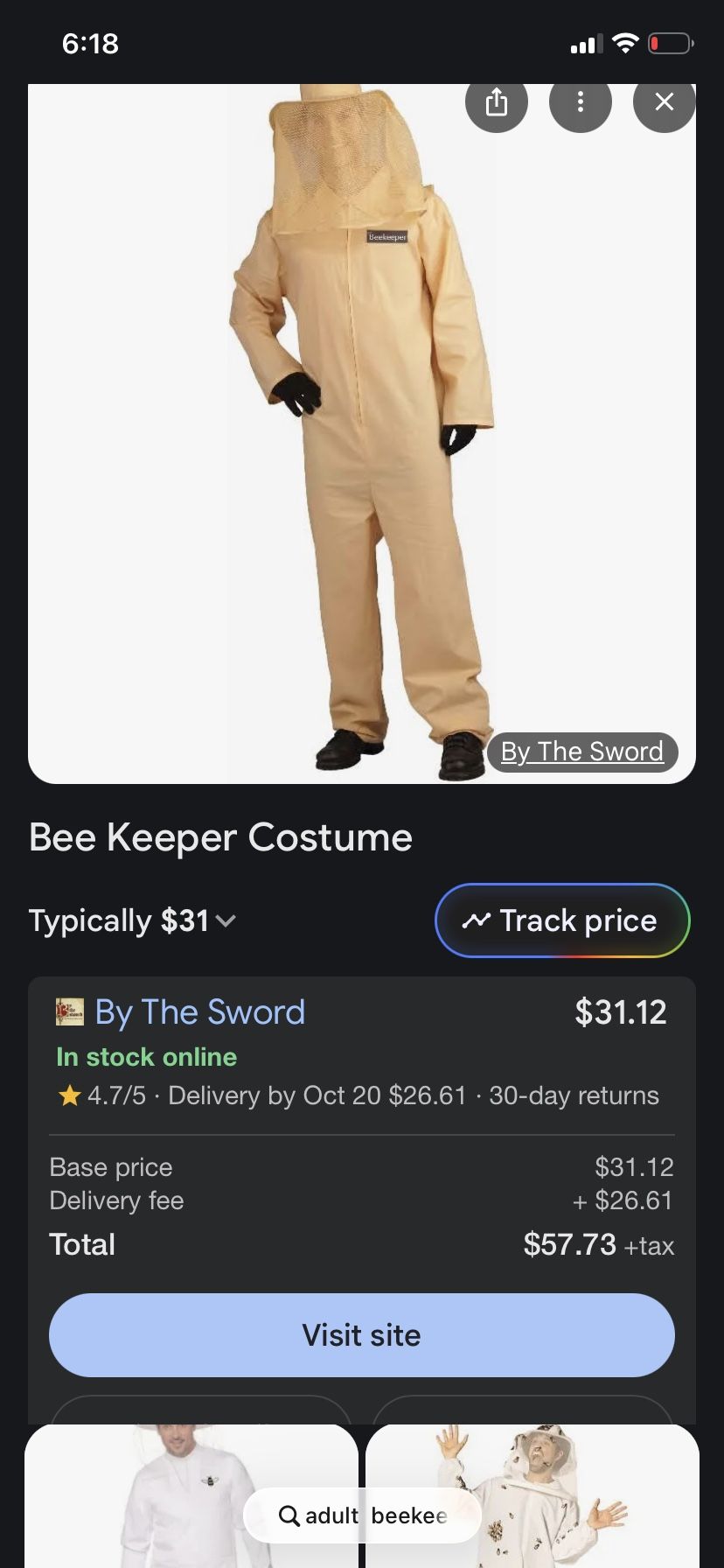 Adult Bee Keeper Costume 