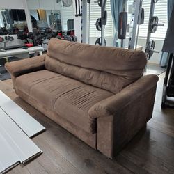  Couch 80x33 Brown Suede W slip cover