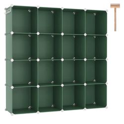 C&AHOME Cube Storage Organizer, 16-Cube Shelves Units, Plastic Storage Cubes, DIY Closet Organizer, Modular Closet Storage Shelves Ideal for Home, Bed