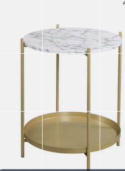 Faux Marble and Gold Side Table with Removable Tray