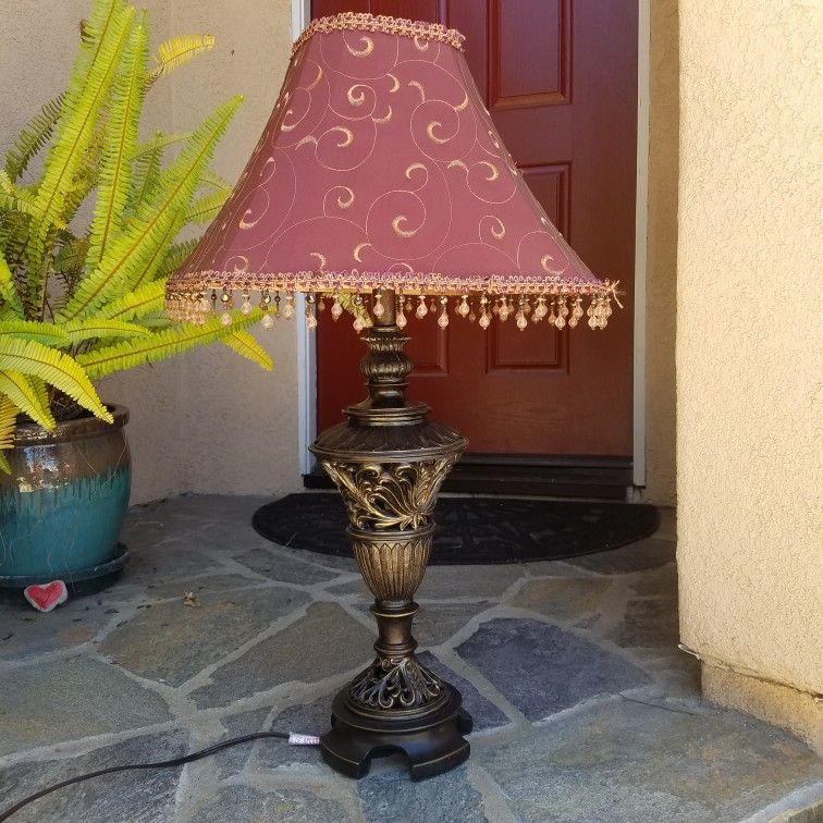 Table Lamp And Embroidered Shade