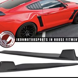 Fits 15-22 Mustang Side Skirts 2 Fin Style Rocker Panel Extension Side Skirts PP