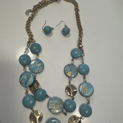 Vintage Women’s Jewelry Set Necklace + Earrings