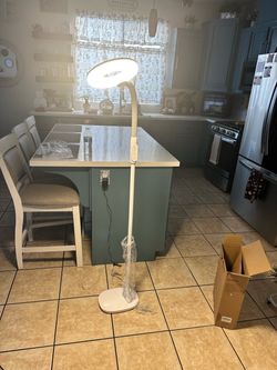 White LED Ring Floor Lamp with Gooseneck