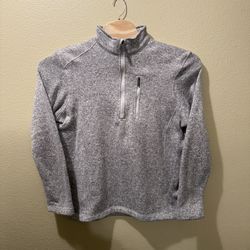 Men’s Woolrich Gray 1/4 Zip Knit Fleece Zip Pocket Pullover Sweater  Size: Large  Measurements :  Shoulder (seam to seam): 19” Pit to pit: 23” Top to 