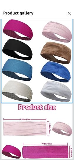 8PCS Workout Headbands for Women Non Slip, Elastic Thick Head Bands, Stretchy Soft Wide Headbands for Women Men for Running, Workouts, Yoga, Daily Use