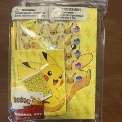 NEW Pokemon Pikachu Stationary Journal Set With Stickers Pen Ruler Eraser Notebook