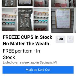 Freeze Cups In Stock No Matter The Weather 