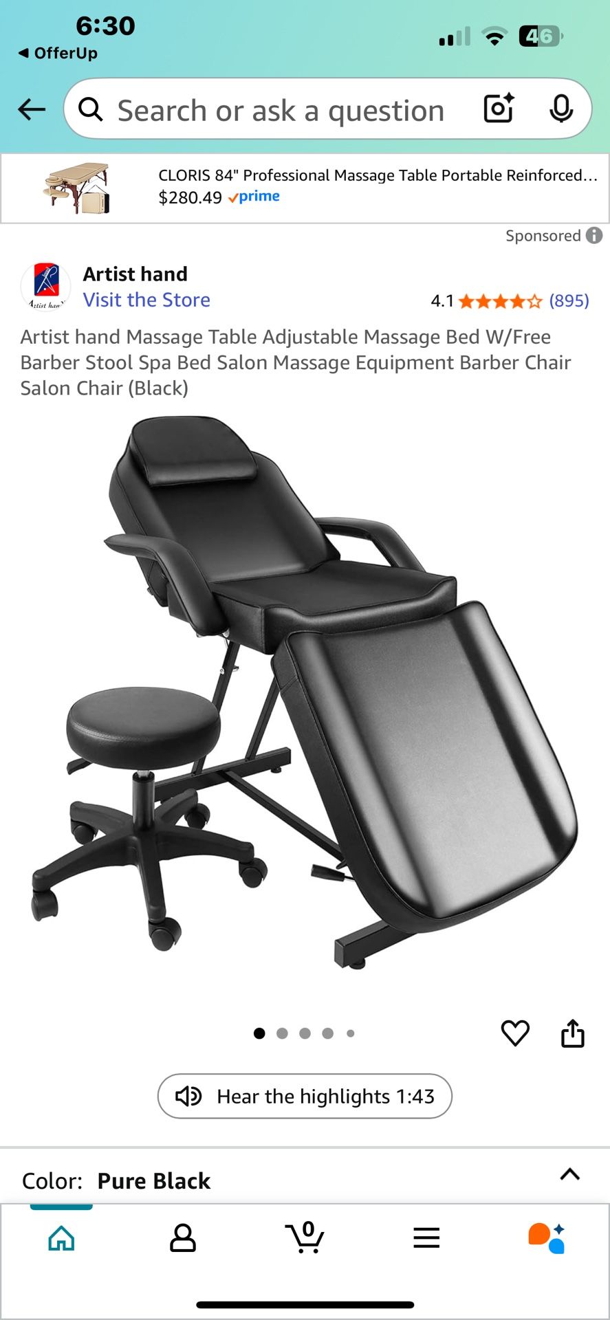 Massage Table With Chair New Retail $450
