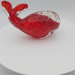 Beautiful Vintage Glass Whale With Controlled Bubbles 