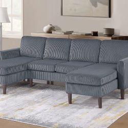 3-Piece Sectional Set RAF/LAF Chaise & Armless Loveseat - Dark Gray  