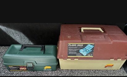 2 x PLANO Fishing Tackle Boxes & Various Sinker Weights