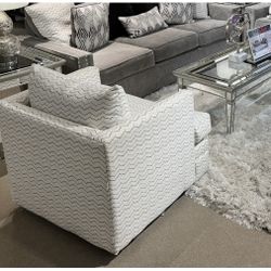 White Silver Swivel Chair 