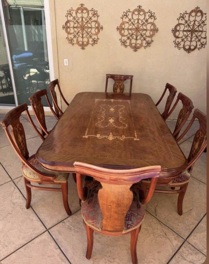 Solid Wood Dining Table 8 Chairs
