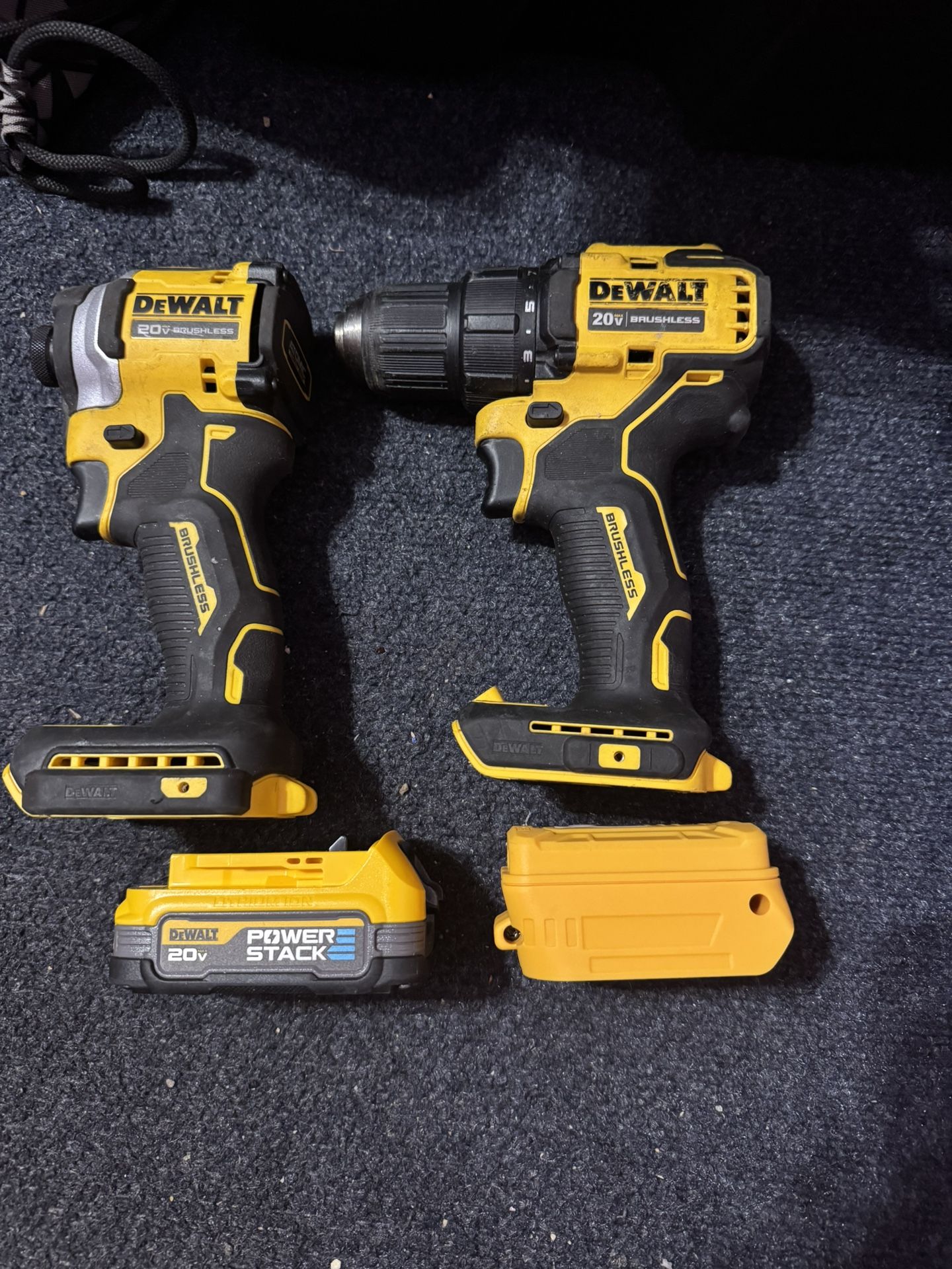 Dewalt 20V Max Atomic Drill Set Combo, Powerstack Battery, And Top Off Power Supply