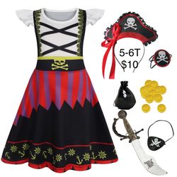 Girls Pirate Costume Dress 5/6 / Disfraz de Pirata Niñas Halloween