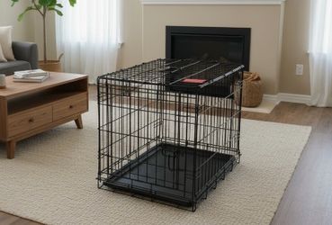 Great for dogs 30lbs and under 24x17x20in Black Metal Single Door Dog Pet Animal Cage Containment Crate!