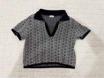 Monogram Knit Polo Sweater Top | Quiet Luxury Chic