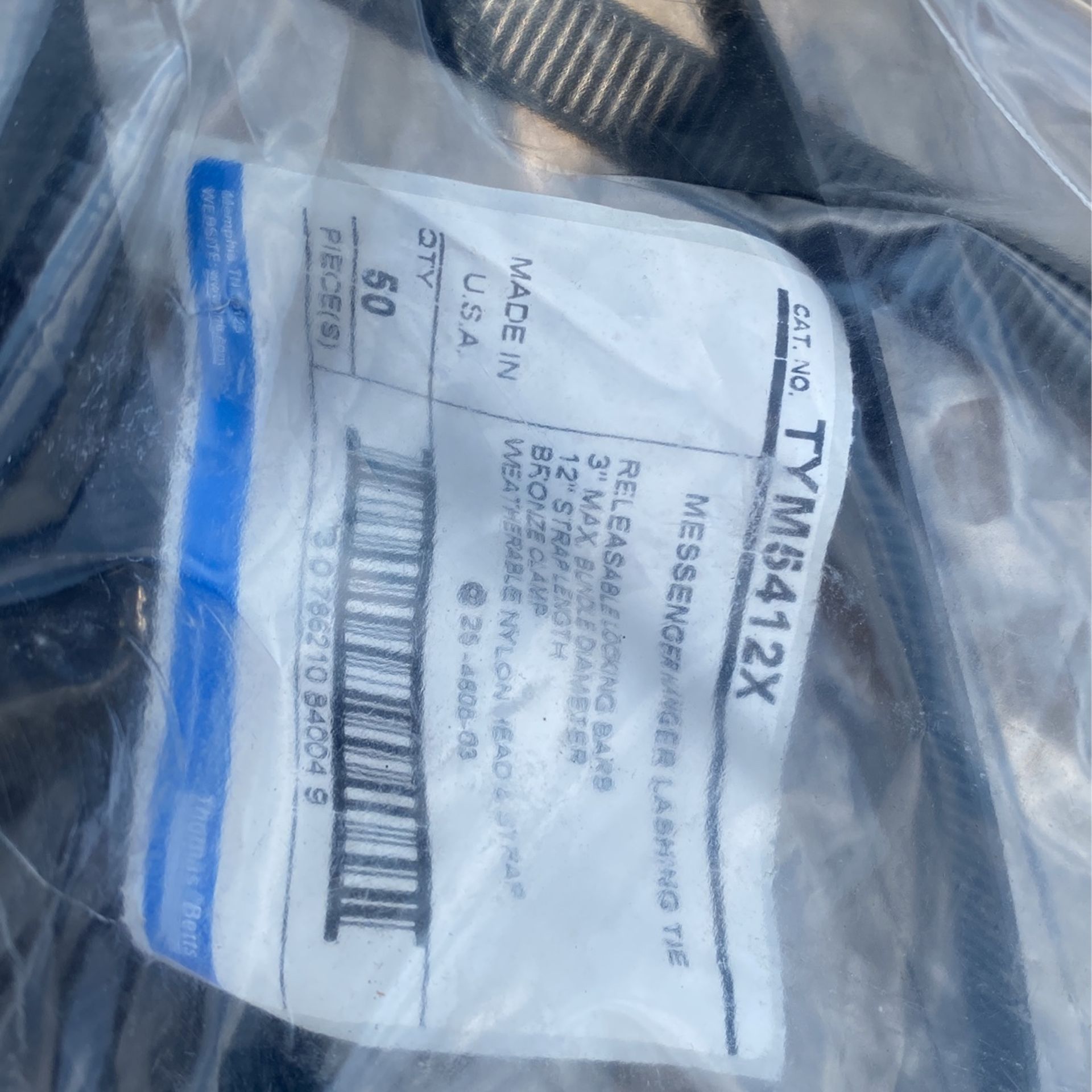 Messenger hanger lashing tie