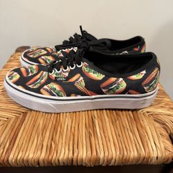 Vans Black Sneakers with Colorful Burger Design women’s 8.5/mens 7.0