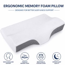 Neck Pain Relief Pillow Memory Foam Cervical Contour Orthopedic Side Sleeper Cooling