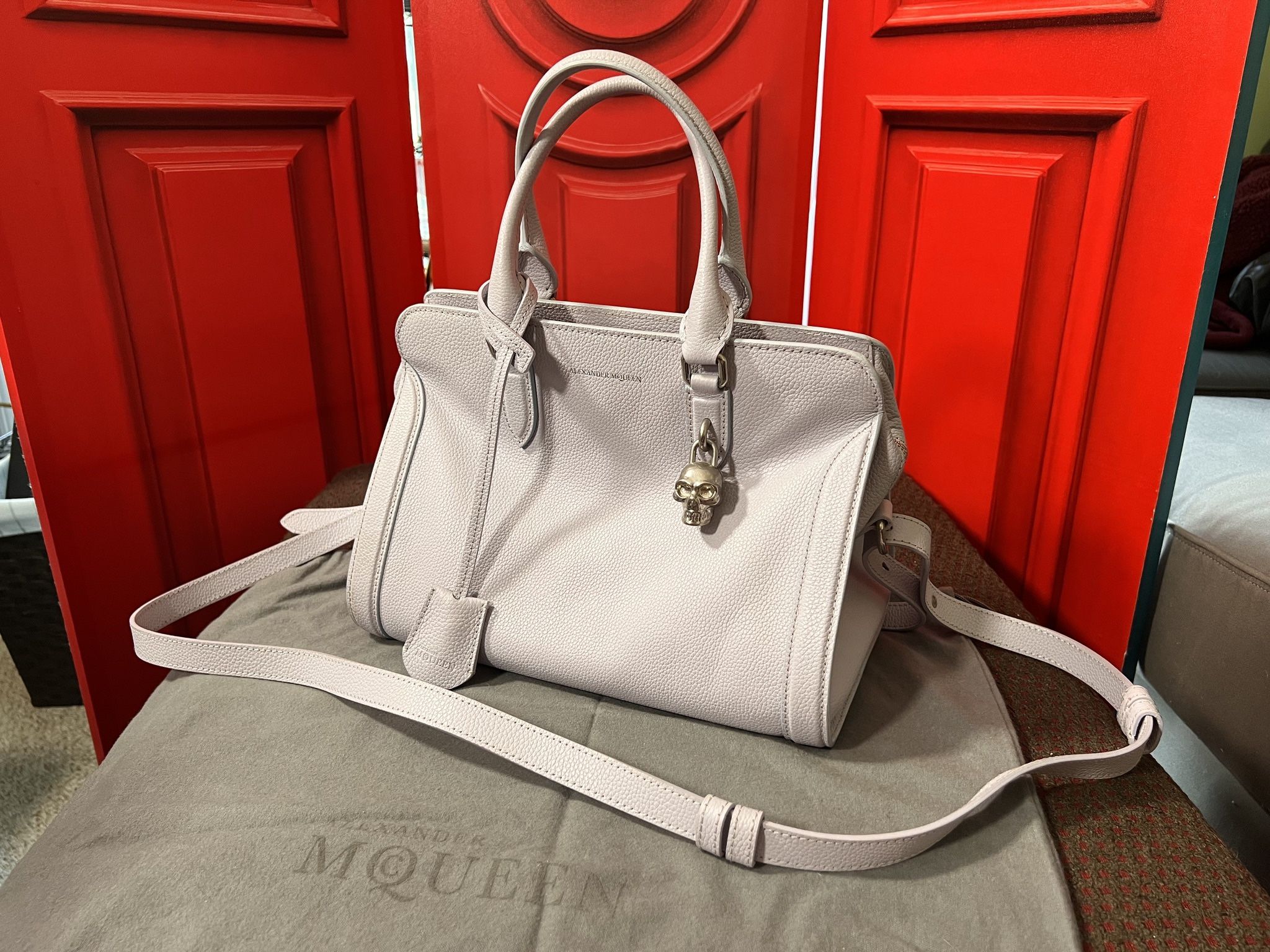 Alexander McQueen Pebbled Calfskin Mini Padlock Tote Lavender