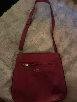 Coach red pebbled Leather Crossbody Bag