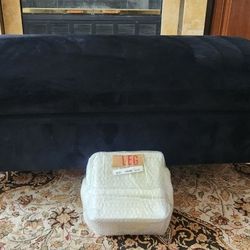 Plush Black Velvet Ottoman