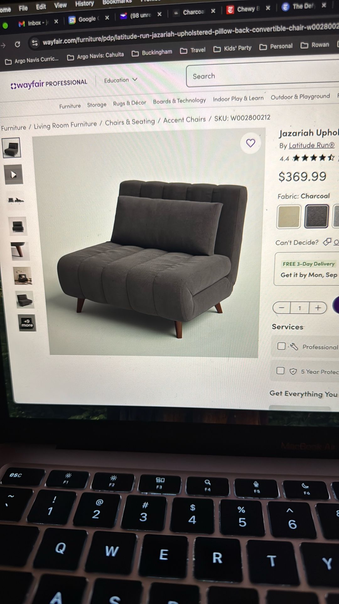 Chair, Chaise Loungue, Bed In One
