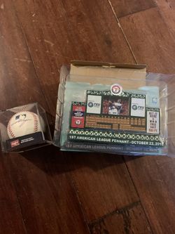 2010 Texas Rangers Pennant Scoreboard Collectible and Signed Ball