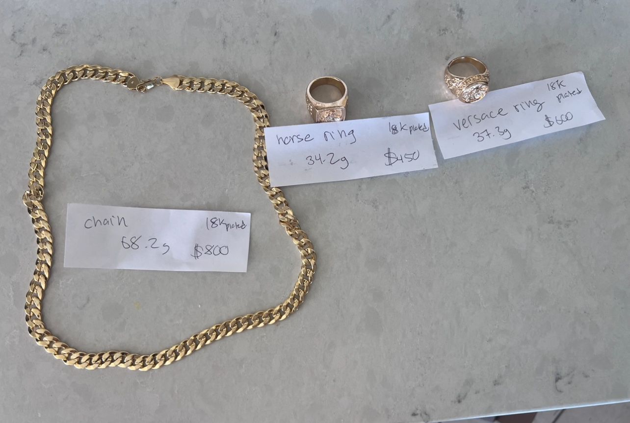 Gold Chain, Versace Ring, Pegasus Ring 