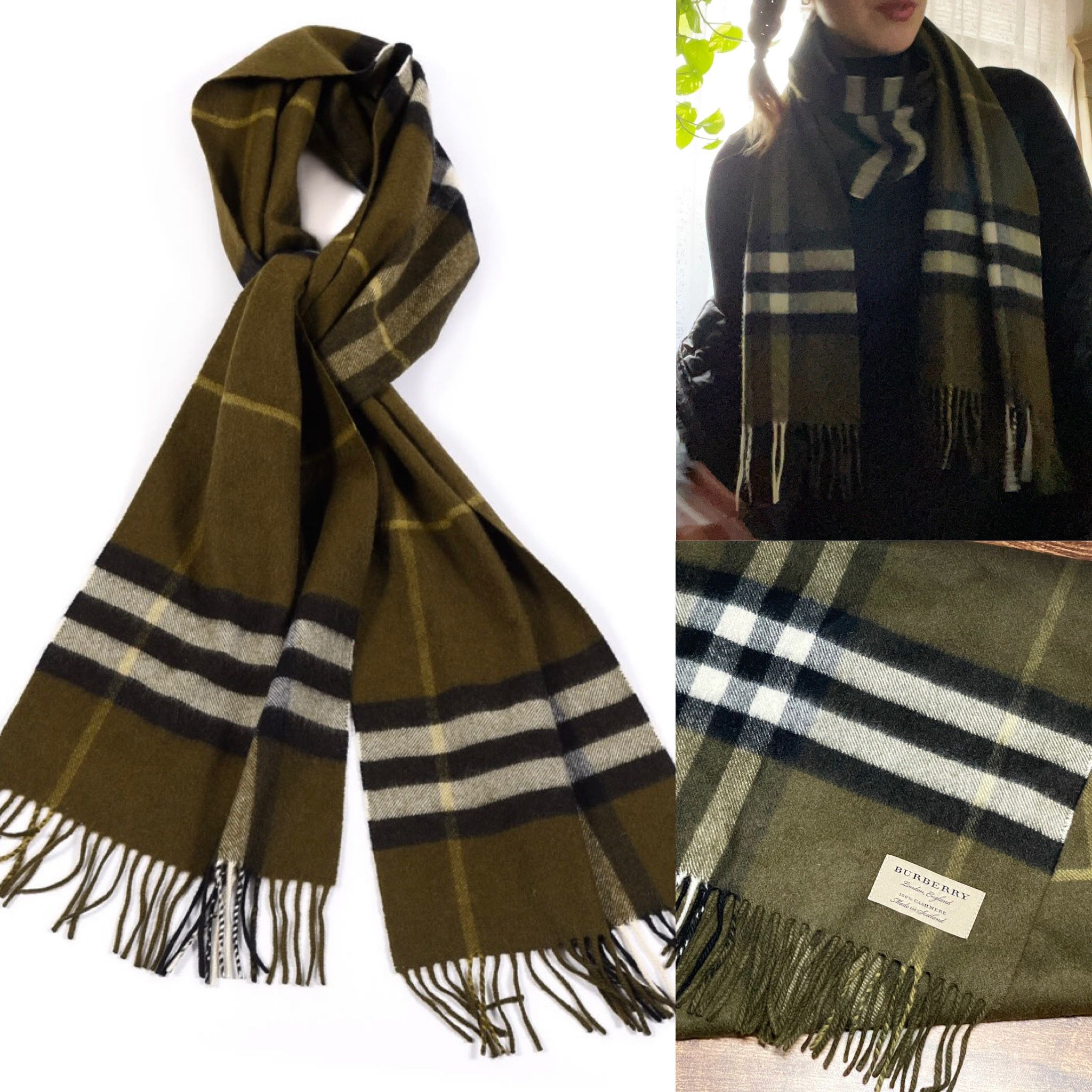 Burberry Cashmere classic check scarf - authentic and rare color with fringe