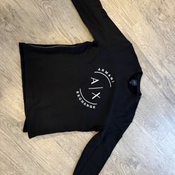 Armani Exchange (A|X) long-sleeve crewneck shirt.