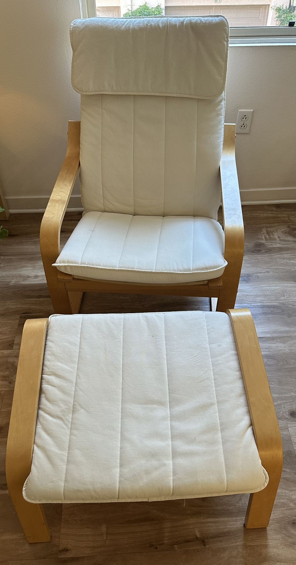 Used IKEA POÄNG Chair and Ottoman Set