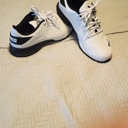 New White Leather Puma Running Shoes 11.5