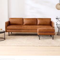West Elm Leather Couch Sofa