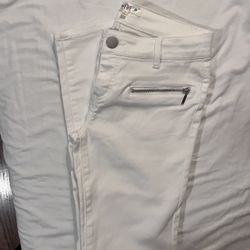 Skinny Ankle Length White Pants 