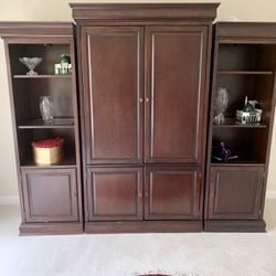 Cherry Wood Finish 3 Piece Entertainment Center and Shelving