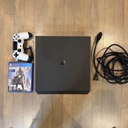 Sony PS4 Pro 1TB Console Bundle Third-Party Controller + Game Cleaned & Tested
