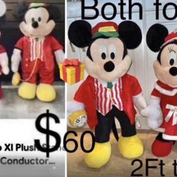 Disney Mickey and Minnie Mouse Christmas team only $30 each in great condition stand up plushies