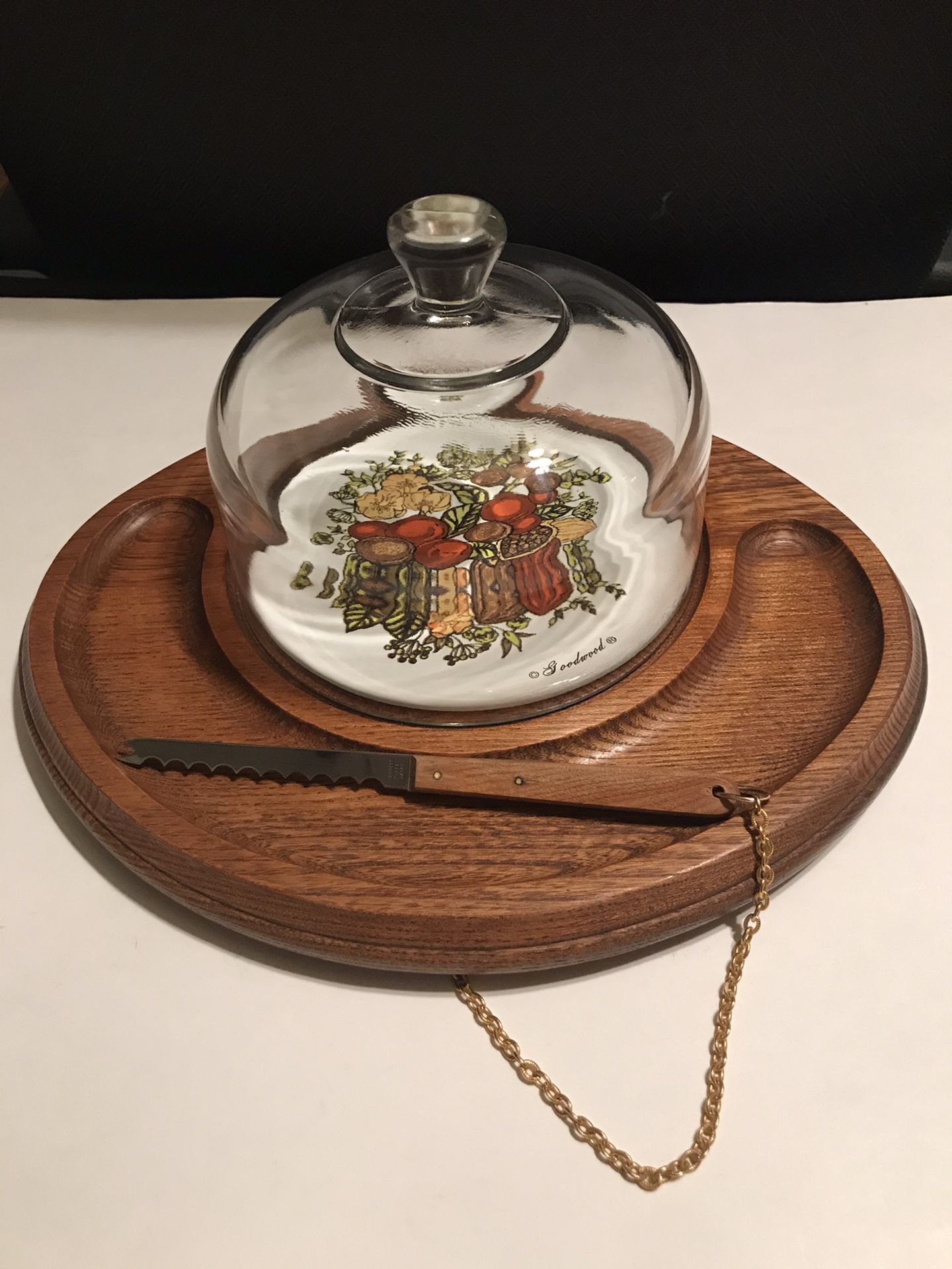 VINTAGE Corning Spice of Life GOODWOOD Tray Plate 6 3/4” Glass Dome with Knife
