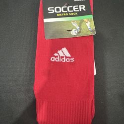 ADIDAS UNISEX- ADULT METRO SOCK Socks (1 PAIR SIZE L) SOCCER. ARCH & ANKLE COMPRESSION. RED  89% nylon, 8% polyester, 2% natural latex rubber, 1% span