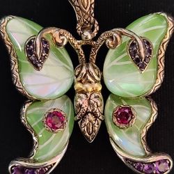 925 18k Sterling Silver And Gold Barbara Bixby Luna Moth Pendant 