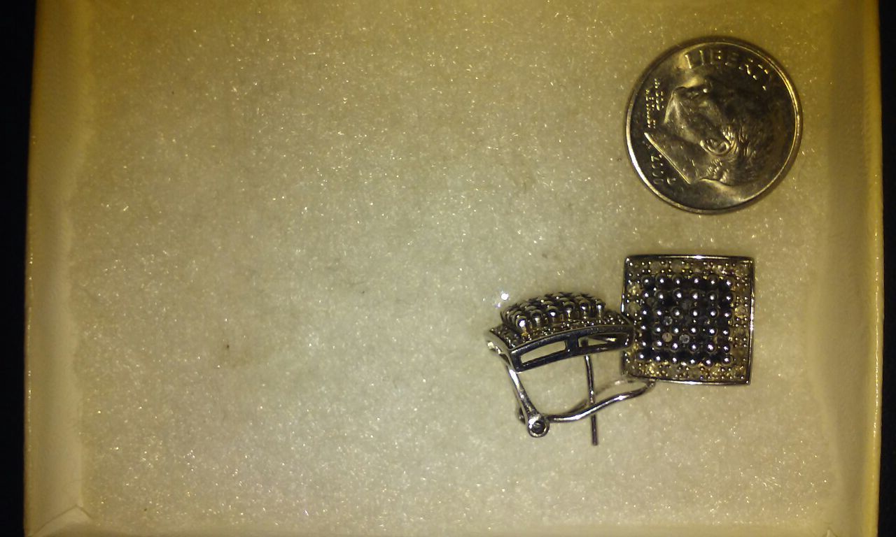 Antique Style Black Diamonds&Clear Diamonds sterling silver925 real earrings
