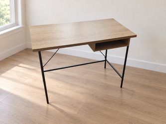 Wood Writing Desk with Metal Frame
