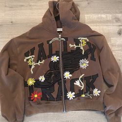 VALE FOREVER HARMONY GARDEN ZIP UP HOODIE BROWN 