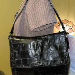 COACH Ashley Leather Embossed Exotic Flap Shoulder Bag